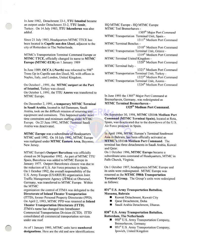 USAREUR Charts Trans Terminal Comd